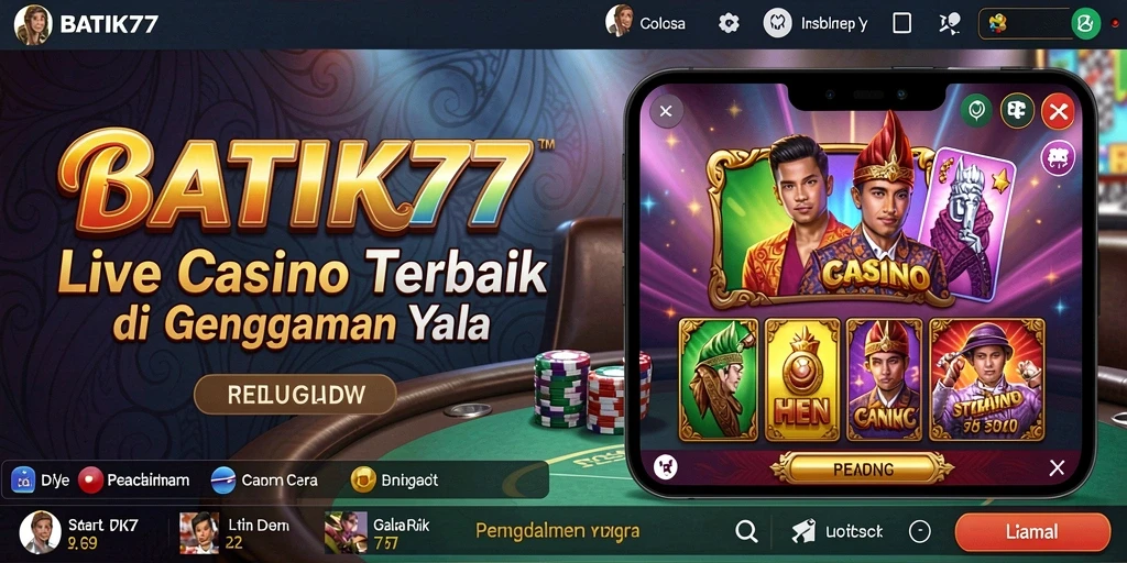 Tampilan gameplay Live Casino yang menawan dari BATIK77.