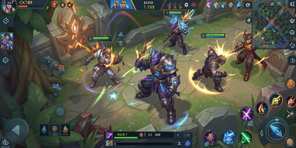 Tampilan gameplay seru CK789 di dalam pertandingan MOBA.