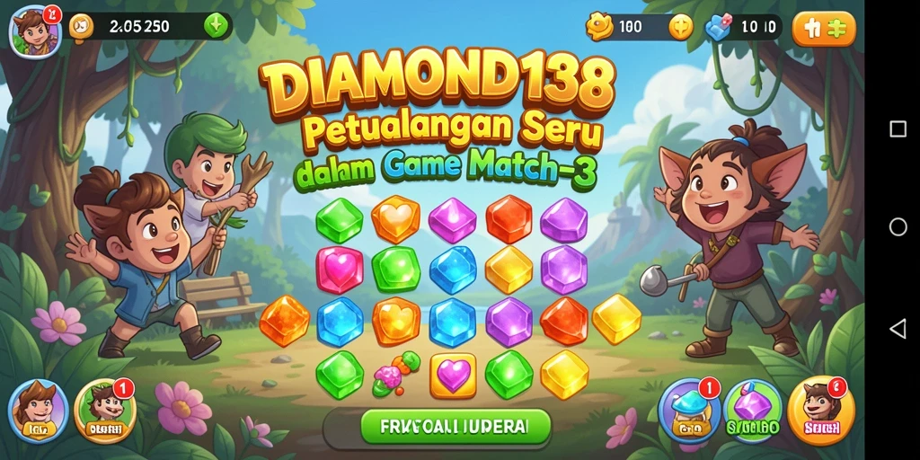Tampilan gameplay seru DIAMOND138 dalam aksi Match-3.