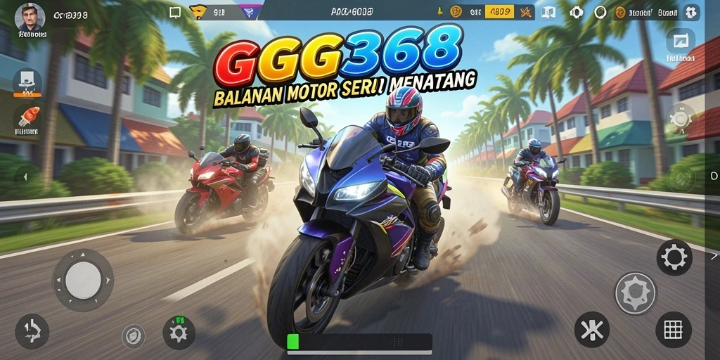 Gameplay seru balapan motor GG368 dengan lintasan menantang.
