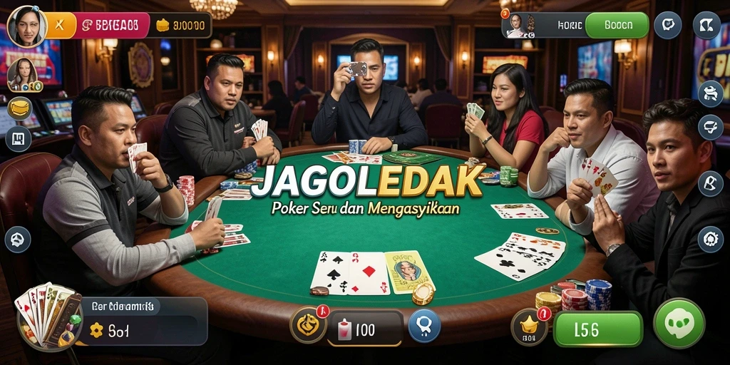 Gameplay seru poker di aplikasi JAGOLEDAK.