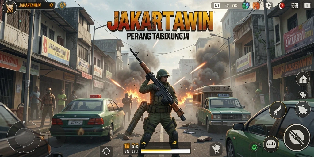 Tampilan seru dari gameplay JAKARTAWIN yang penuh aksi.