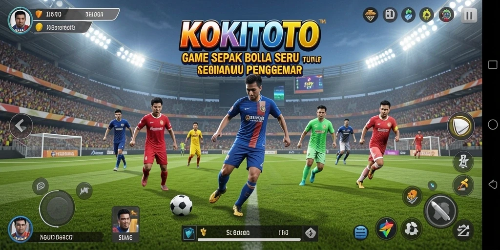 Tampilan menarik dari gameplay KOKITOTO yang menampilkan aksi sepak bola.
