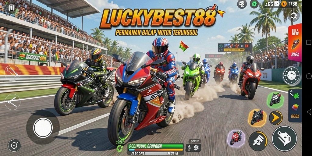 Tampilan gameplay LUCKYBEST88 yang mendebarkan dengan motor balap