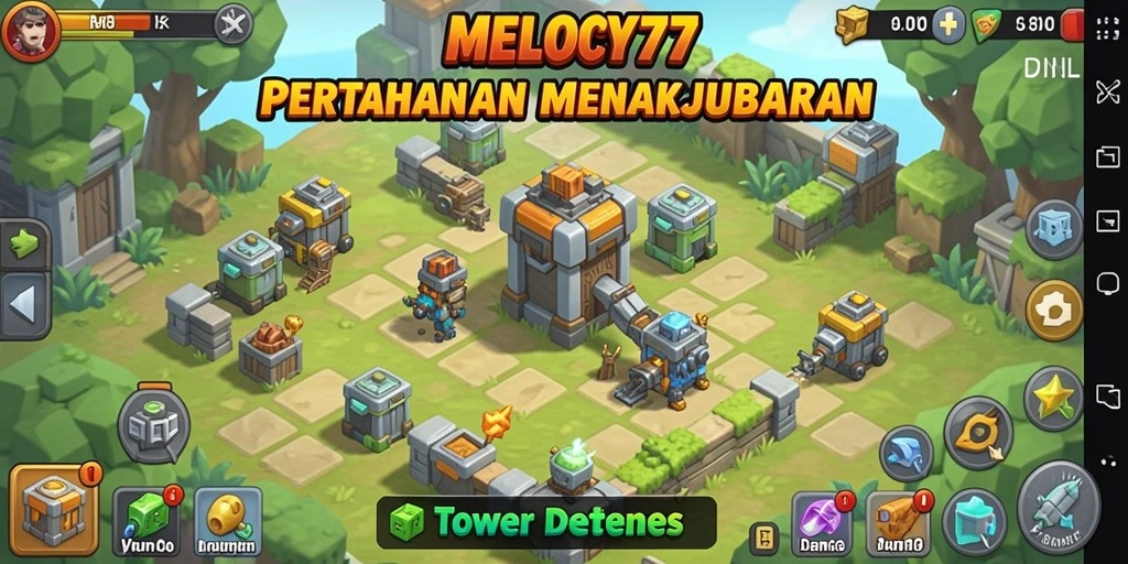 Tampilan gameplay seru dan menantang dari game Tower Defense MELODY77.