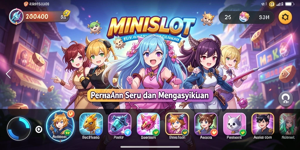 Gameplay MINISLOT yang menghibur dengan elemen anime yang menarik.