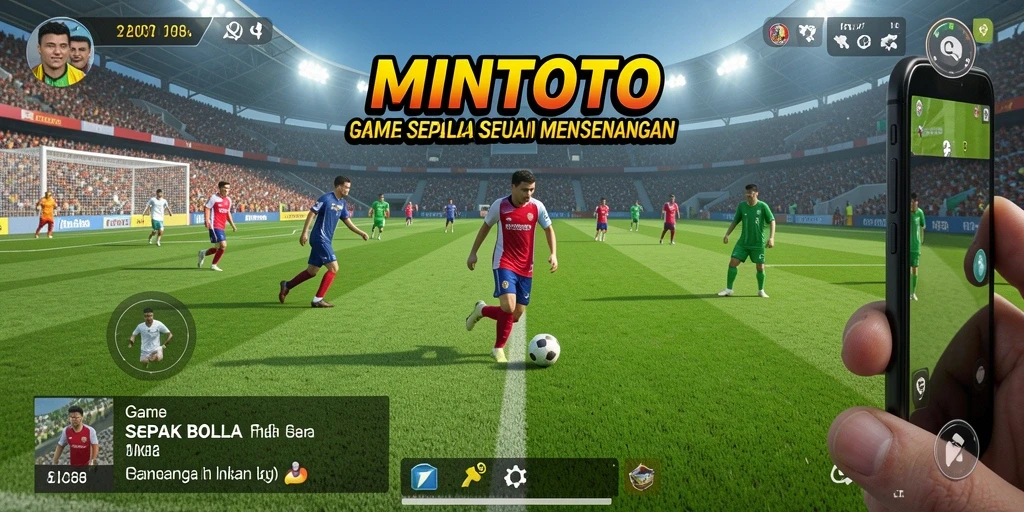 Tampilan gameplay seru dalam MINTOTO dengan aksi sepak bola yang mendebarkan.