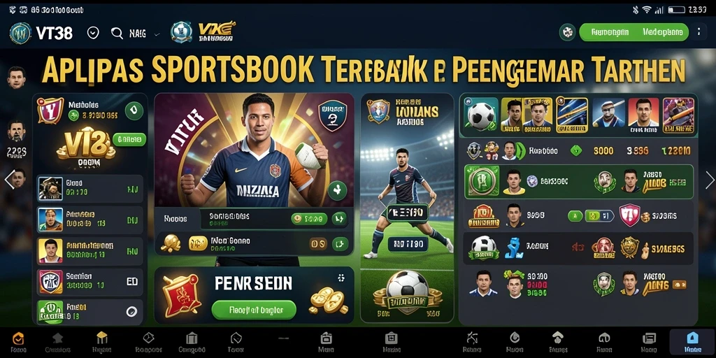 Tampilan dinamis dari gameplay Sportsbook di aplikasi VT38.