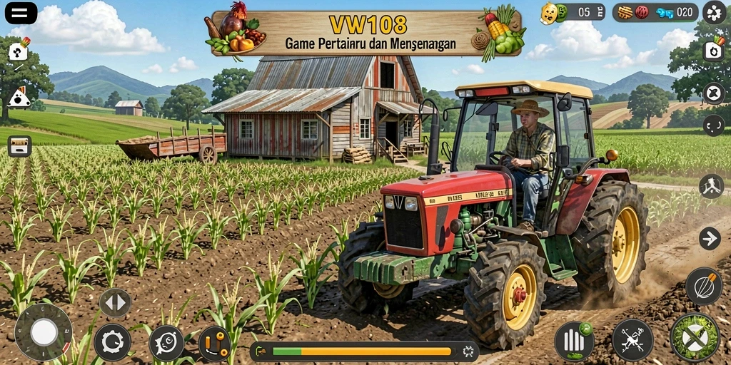 Screenshot gameplay VW108 menampilkan pengalaman bertani yang seru dan menyenangkan.