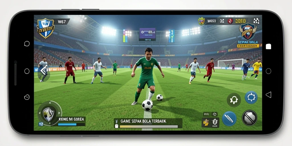 Gameplay W67 menunjukkan aksi mendebarkan di lapangan sepak bola.